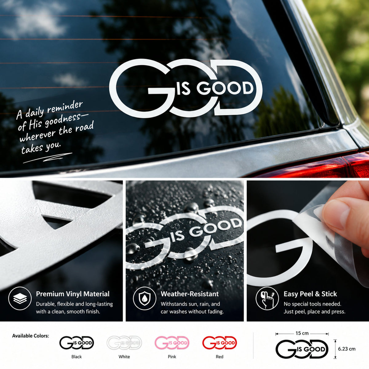 🙏 "God Is Good" Christian Car Decal Sticker | Faith-Inspired Design & Premium Religious Décor