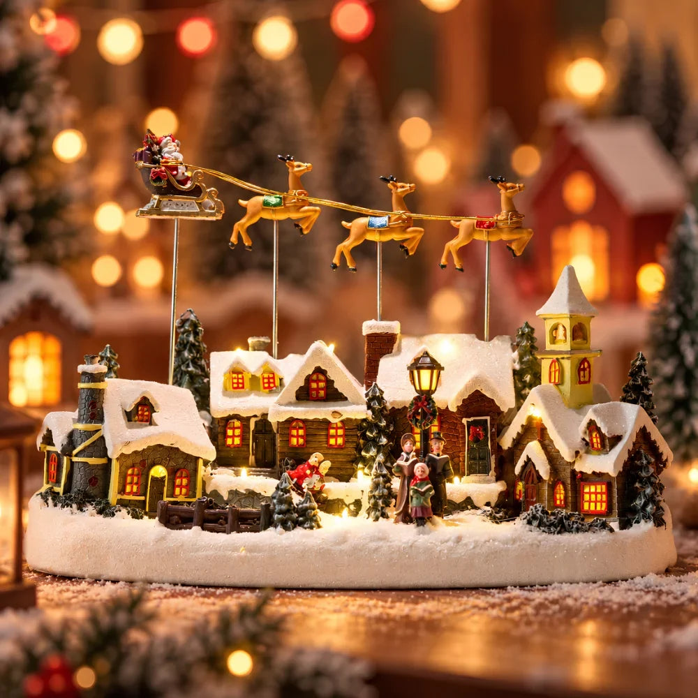 Light-Up Spinning Christmas Village