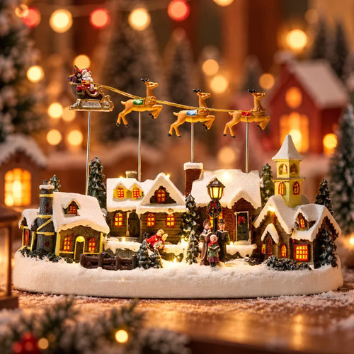 Light-Up Spinning Christmas Village
