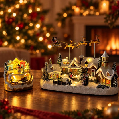 Light-Up Spinning Christmas Village