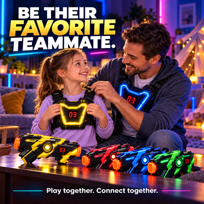Infrared Laser Tag Battle Set – Neon Blasters & Chest Targets