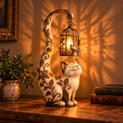 🐈✨Vintage Cat Lantern Sculpture Lamp - A Little Guardian of Warmth, Memories & Cozy Corners✨