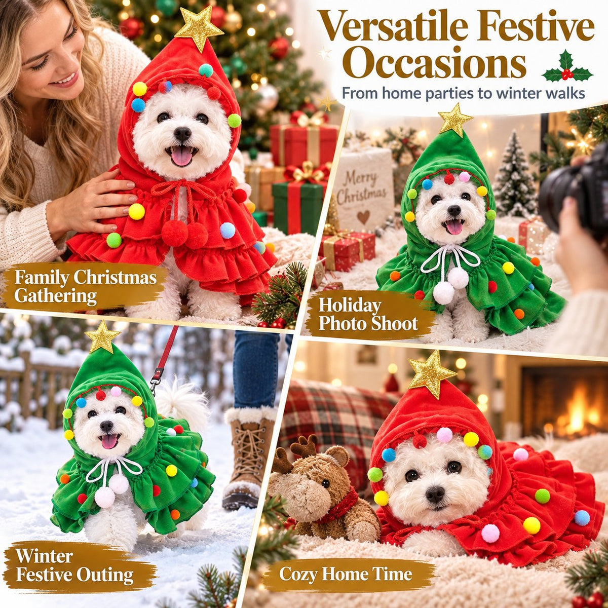 🐶🎄Christmas Tree Pet Cloak Costume for Dogs and Cats