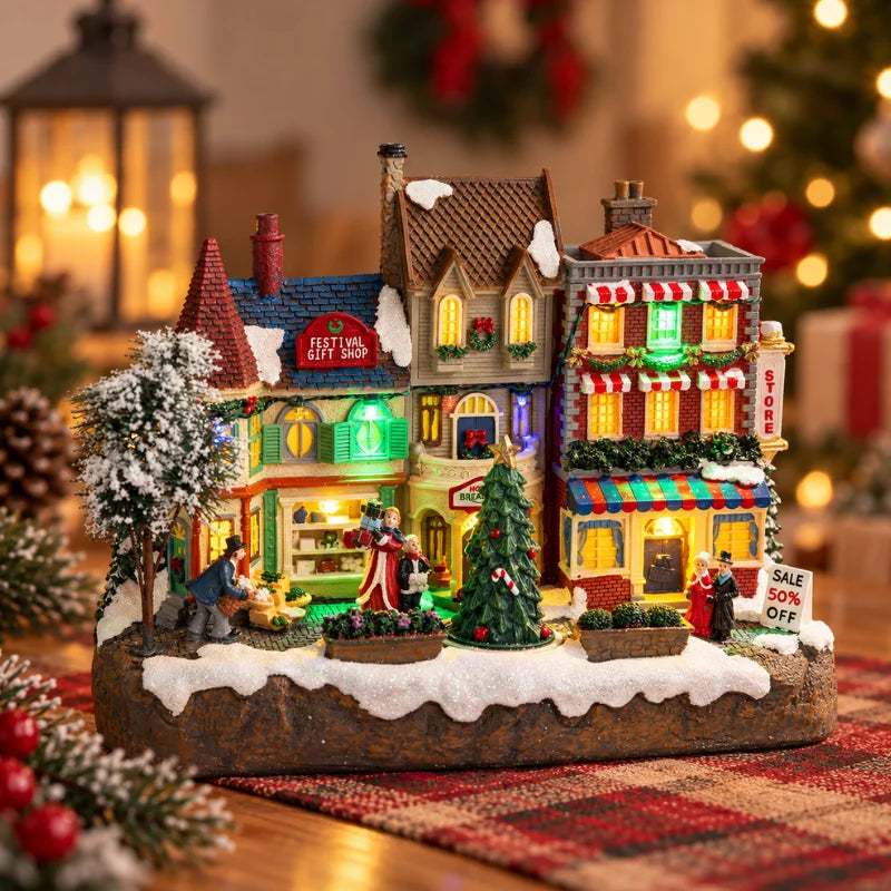 Light-Up Spinning Christmas Village