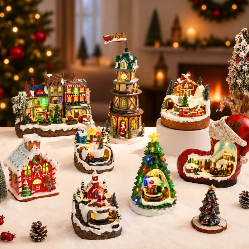 Light-Up Spinning Christmas Village