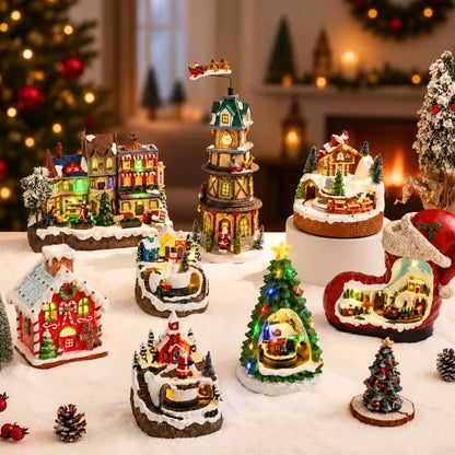 Light-Up Spinning Christmas Village