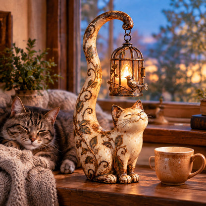 🐈✨Vintage Cat Lantern Sculpture Lamp - A Little Guardian of Warmth, Memories & Cozy Corners✨
