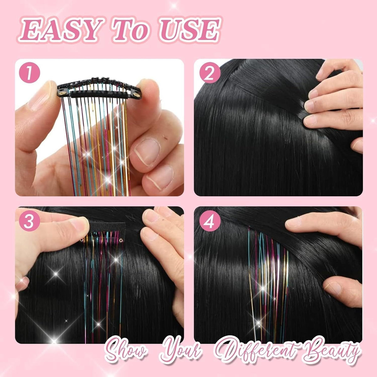 🔥Last Day50%OFF ✨Clip-in Tinsel Hair Extensions (6 tablets) box