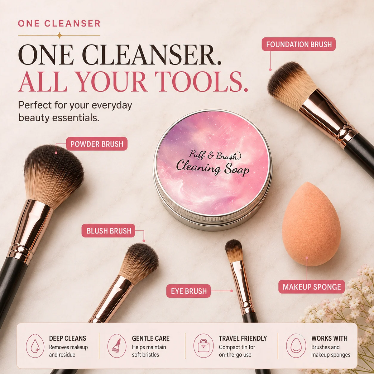 Makeup Brush Cleaner Soap - Deep Cleaning Solid Cleanser