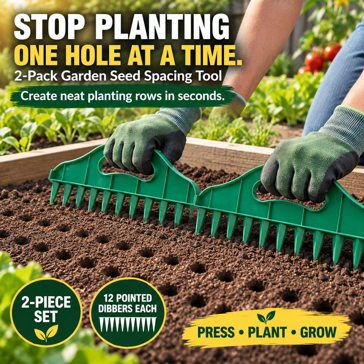 🌱Garden Seed Spacing Tool – Multi-Row Planting & Furrow Making