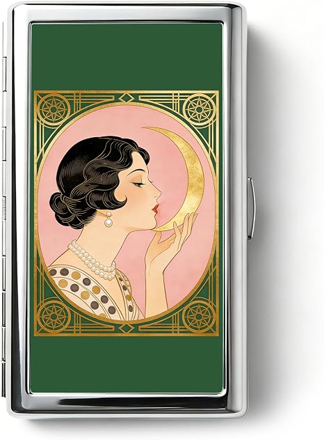 Vintage-Style Versatile Card & Cash Case – Art Deco Metal Wallet with RFID Protection