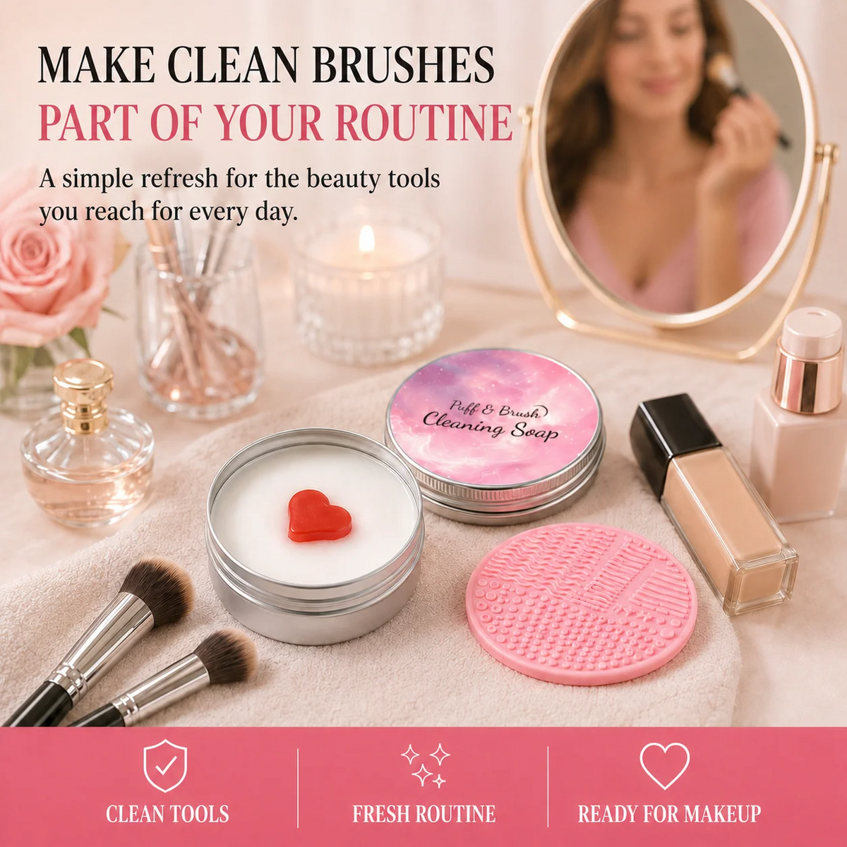 Makeup Brush Cleaner Soap - Deep Cleaning Solid Cleanser