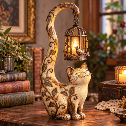 🐈✨Vintage Cat Lantern Sculpture Lamp - A Little Guardian of Warmth, Memories & Cozy Corners✨
