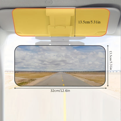 2-in-1 Car Sun Visor Extender, Day & Night Anti-Glare Shield with Gray & Yellow Lenses, UV Protection Clip-On Sun Blocker for Driving