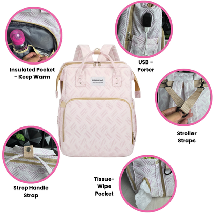 Feature details / insulated pocket, USB, stroller straps