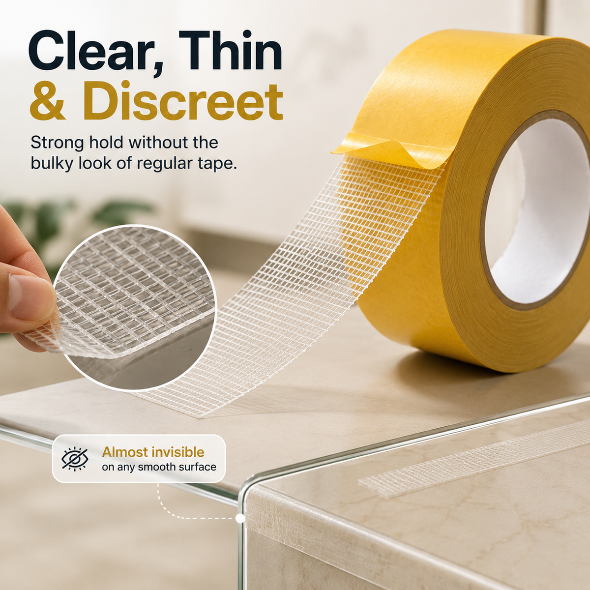 High Tack Double-Sided Adhesive Mesh Tape - Multi-Surface Bonding