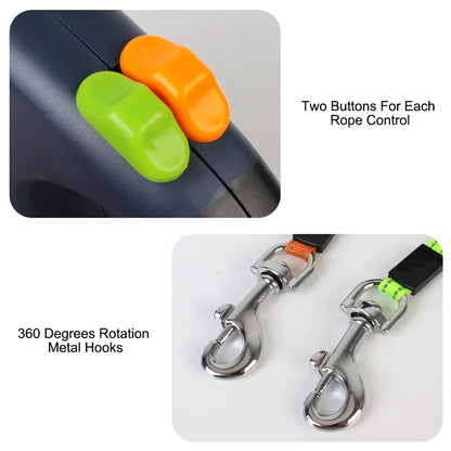 Dual Retractable Dog Leash – Walk Two Dogs with One Handle