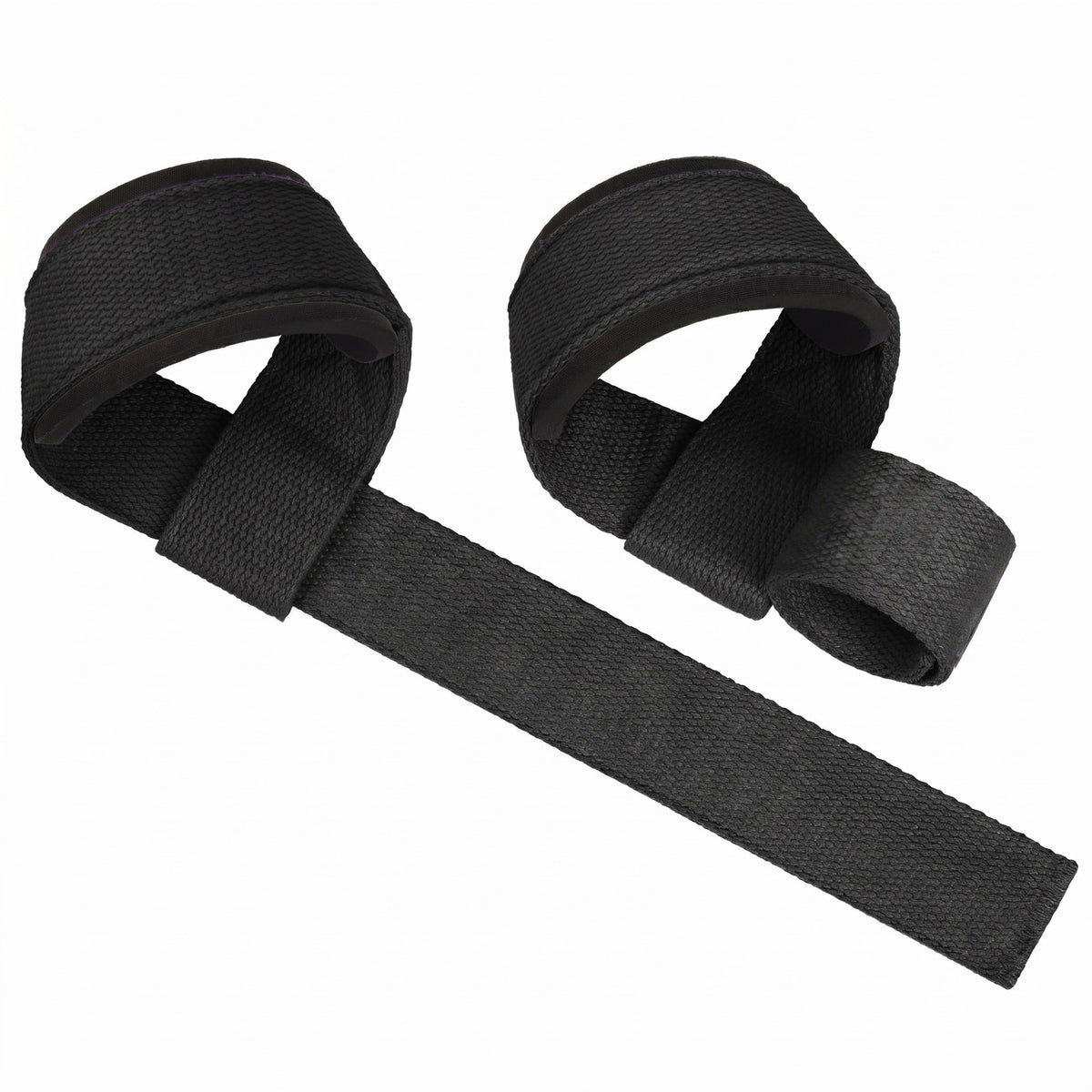 Black self-curling lifting straps, one pair