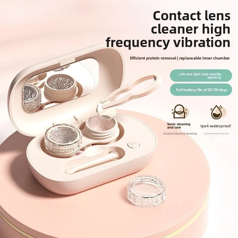 Rechargable portable Ultrasonic Contact Lens Cleaner machine Fit Disposal Soft Lens Colored Contact RGP and OK Lens