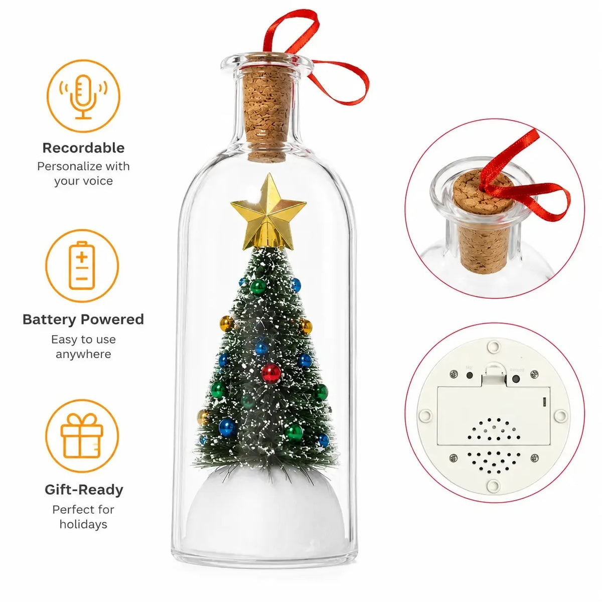 Recordable Voice Message Christmas Memory Bottle - Meaningful & Holiday Decoration