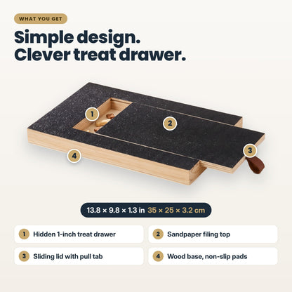 PawSerene Calm Nail Board – Dog Nail Scratch Board with Hidden Treat Drawer for Stress-Free At-Home Paw Care