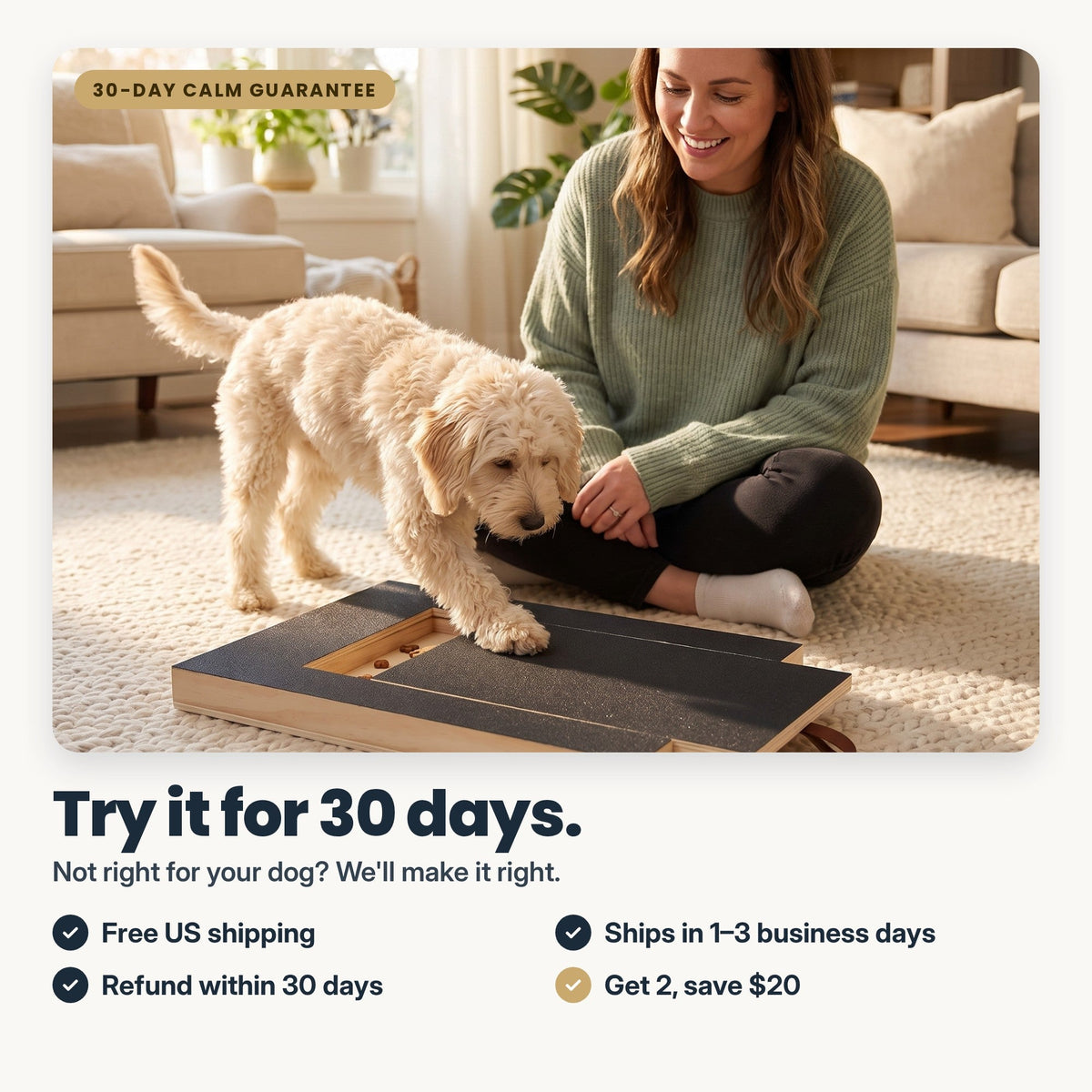 PawSerene Calm Nail Board – Dog Nail Scratch Board with Hidden Treat Drawer for Stress-Free At-Home Paw Care