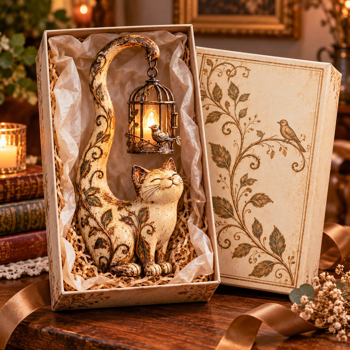 🐈✨Vintage Cat Lantern Sculpture Lamp - A Little Guardian of Warmth, Memories & Cozy Corners✨