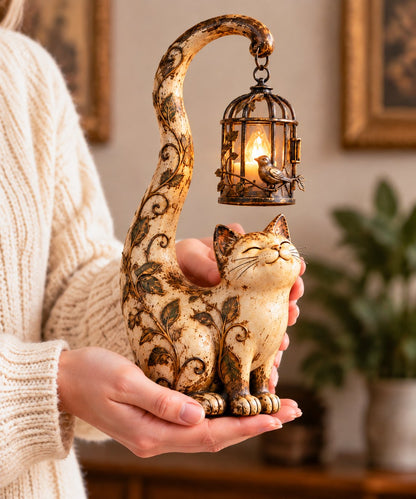 🐈✨Vintage Cat Lantern Sculpture Lamp - A Little Guardian of Warmth, Memories & Cozy Corners✨