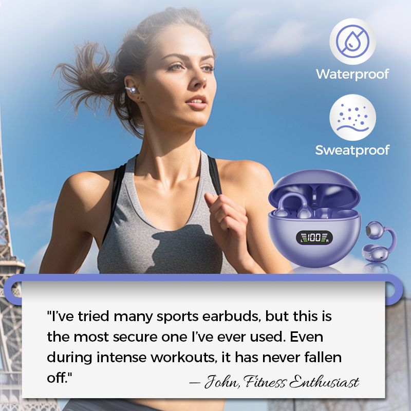 🔥50% OFF Clip-On Open Ear Bluetooth Earbuds | 50K Sold, No Ear Pain, 8-10H Playtime