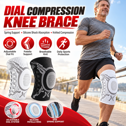 Dial-Adjustable Sports Knee Brace with Alloy Spring Support