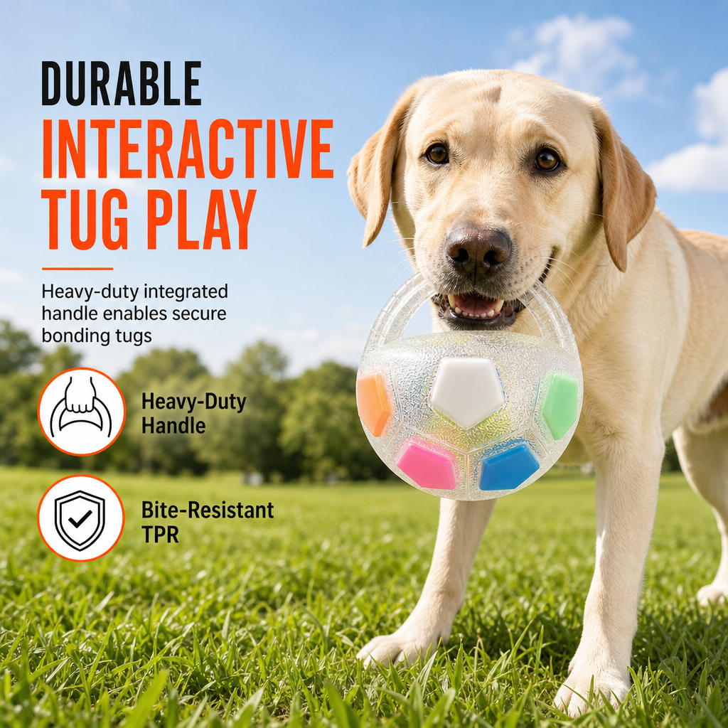 🐶 Interactive Dog Football with Handle - Engaging Play & Bite-Resistant TPR