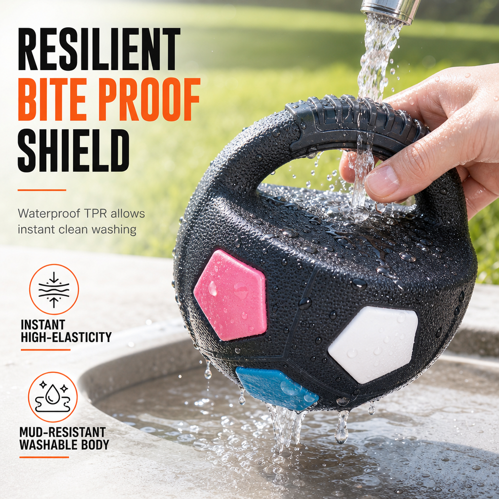 🐶 Interactive Dog Football with Handle - Engaging Play & Bite-Resistant TPR