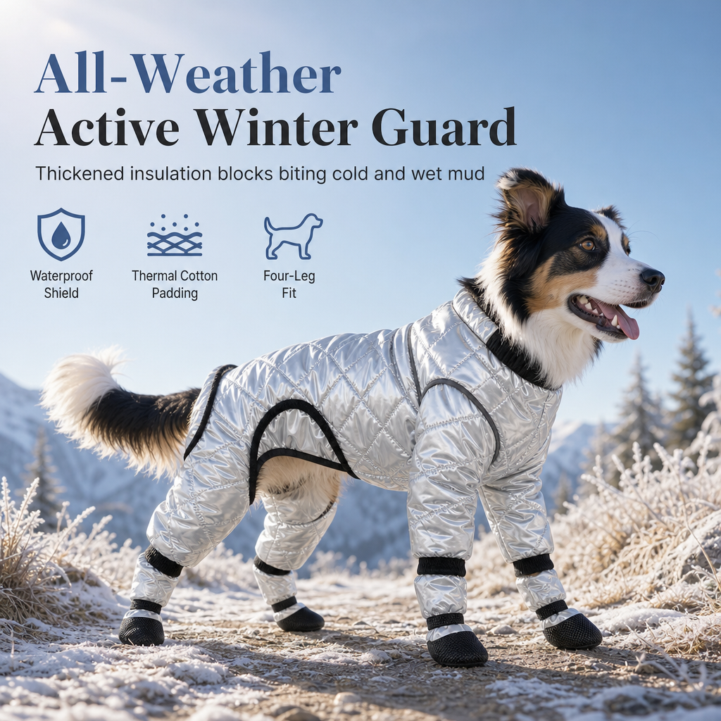 📢📢 49% OFF🐾Full Coverage Waterproof Dog Winter Jumpsuit Fleece Lined Thick Warm Four Legged Coat