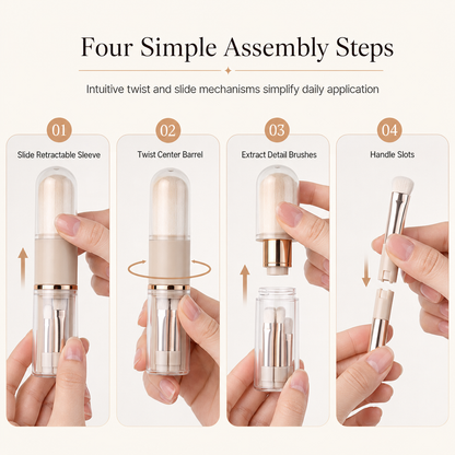 🔥50% OFF｜Retractable Travel Makeup Brush Set with Silicone Lip Brush