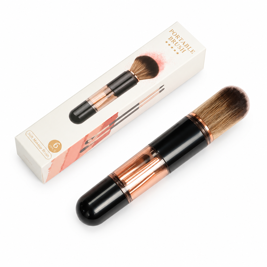 🔥50% OFF｜Retractable Travel Makeup Brush Set with Silicone Lip Brush