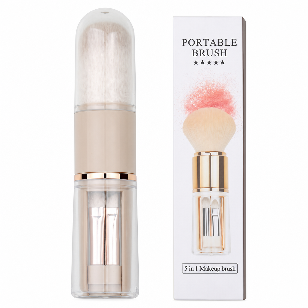 🔥50% OFF｜Retractable Travel Makeup Brush Set with Silicone Lip Brush