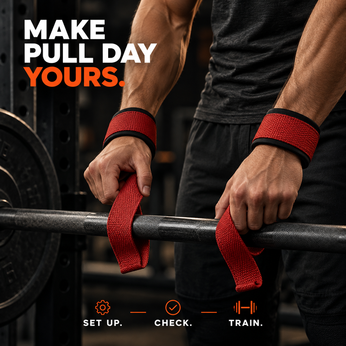 Preparing lifting straps at the gym